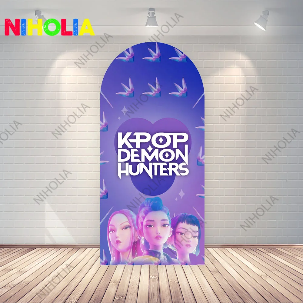 Kpop شيطان هنتر قوس صورة خلفية الفتيات حفلة عيد ميلاد خلفية على الوجهين التصوير كشك الدعائم