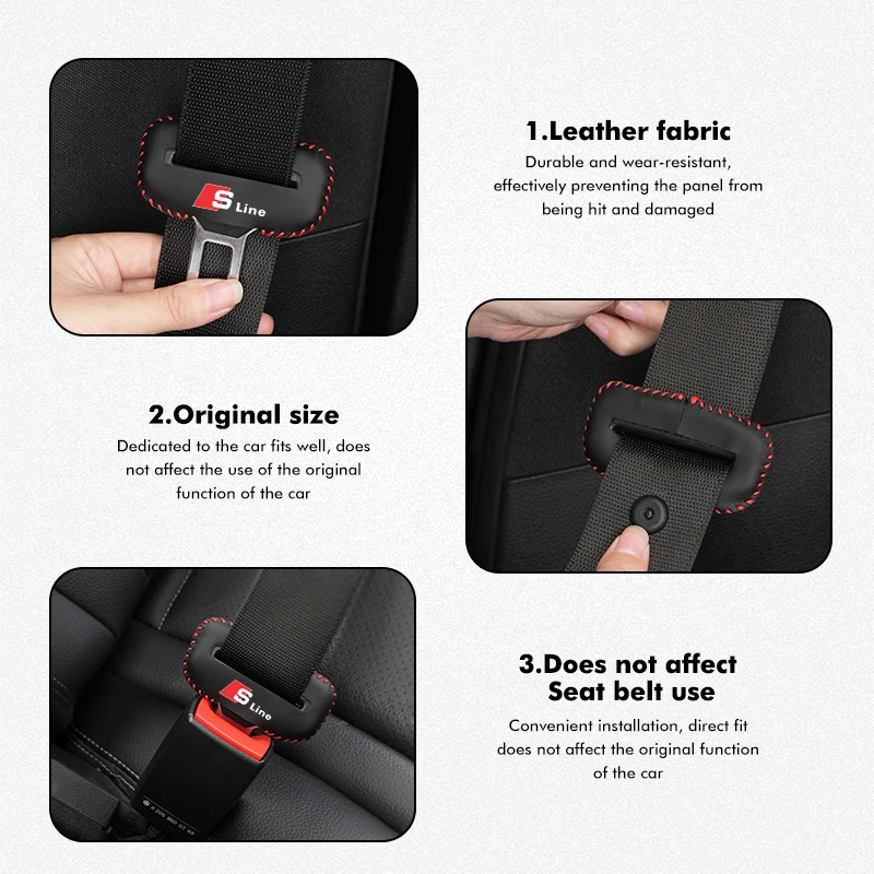 Car Seat Leather Seatbelt Belt Clip Protector Buckle Plug Cover For Audi Quattro A4 A5 Q5 A1 Q7B6 B8 B7 B9 B5 A3 8P 8V 8L A6