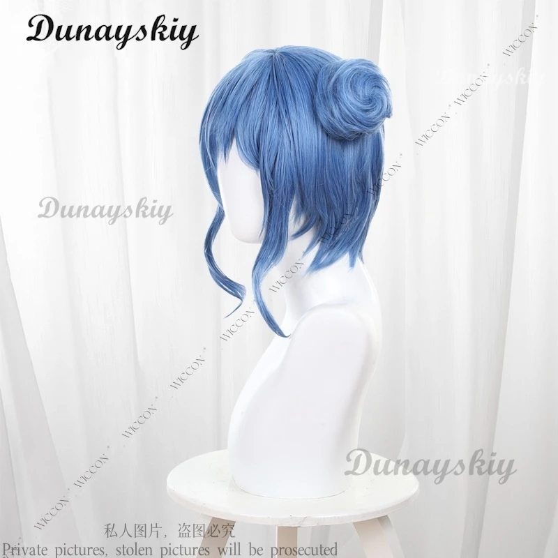 Juvia Lockser Anime Fairy Cosplay Wig Tail Blue Short Hair Chinese Style Tattoo Sticker Halloween Party Free Gift Woman Wig view 3