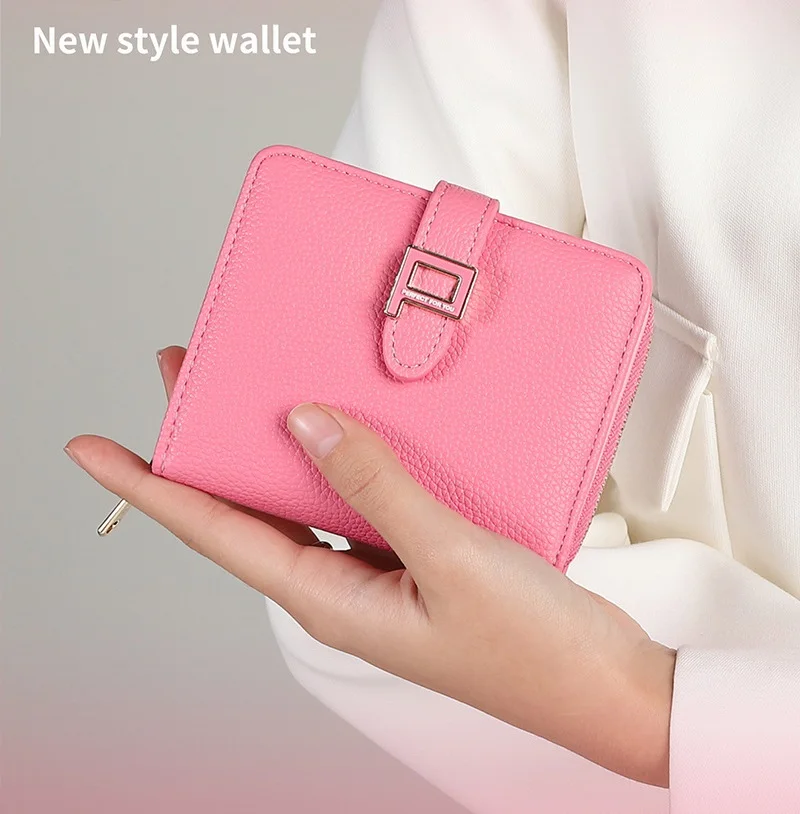 Korean Style Women Short Wallets Leather Bifold Wallets Fashion Card Holder Ladies Zipper Coin Purses