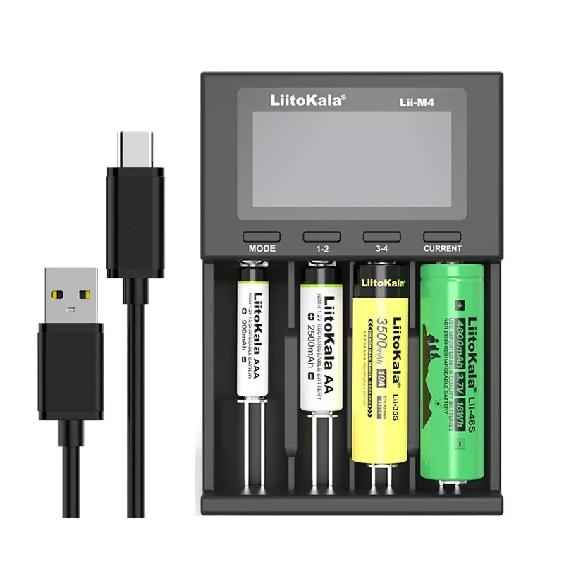 1-5PCS LiitoKala Lii-M4 Lii-M4S 18650 Rechargeable Battery Smart Charger 1.2V AA AAA 3.7V 26650 18350 21700 18500 14500 16340