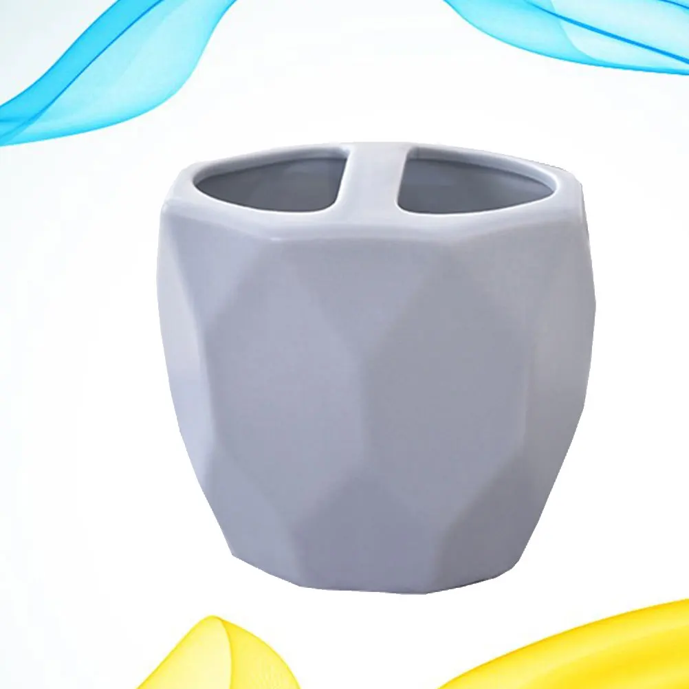 

1Pcs Ceramic Toothbrush Holder Grey Artistic Bathroom Decor Washstand Organizer Toothbrush Stand Toothpaste Holder