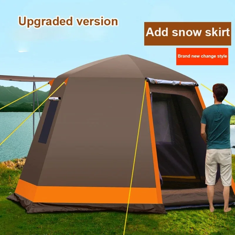 Outdoor 3-4 Person 5-8 Person Full Automatic Large Tent Double Layer Sunshade Stormproof Family Quick Opening Big Camping Tent