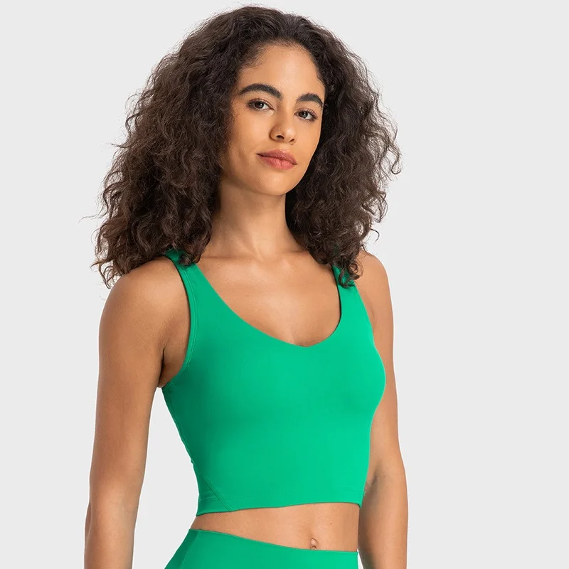 Effen Kleur Panty Atletische Vrouwen Sexy Fitness Beha Strakke Hoge Sterkte Schokbestendig Yoga Sport Tank Top Met Verwijderbare Gym kleden