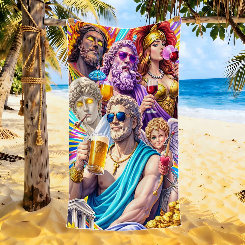 Pop Art Beach Towel Tropical Summer Print Mythology Theme Bath Cloth Towel 80x160cm Resort Gift Idea