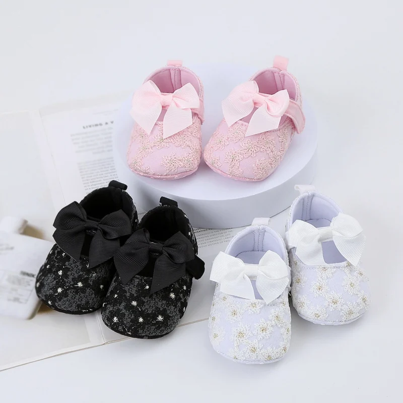 Baby Girls Walking Shoes Toddler Sweet Princess Bow Shoes Light Non-Slip First Walkers Soft Sole  Flat Sole Comfortable Sandals