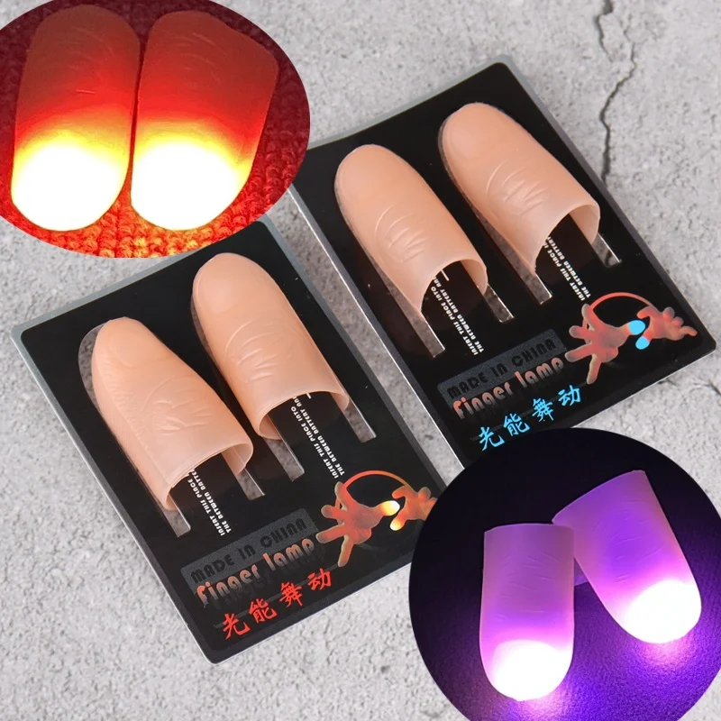 2 Pcs/set Thumbs Light Toys for Adult Close-up Props Purplee Red Light Led Flashing Fingers Party Toys for Children