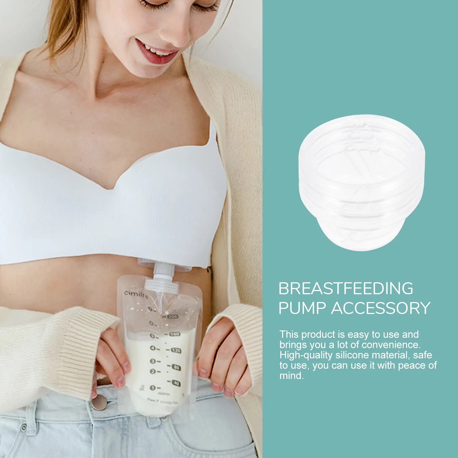 وعاء مضخة الثدي من السيليكون صغير آمن وخفيف الوزن ومقاوم للاهتراء يستخدم في مركز الحبس المنزلي للرضاعة الطبيعية #4