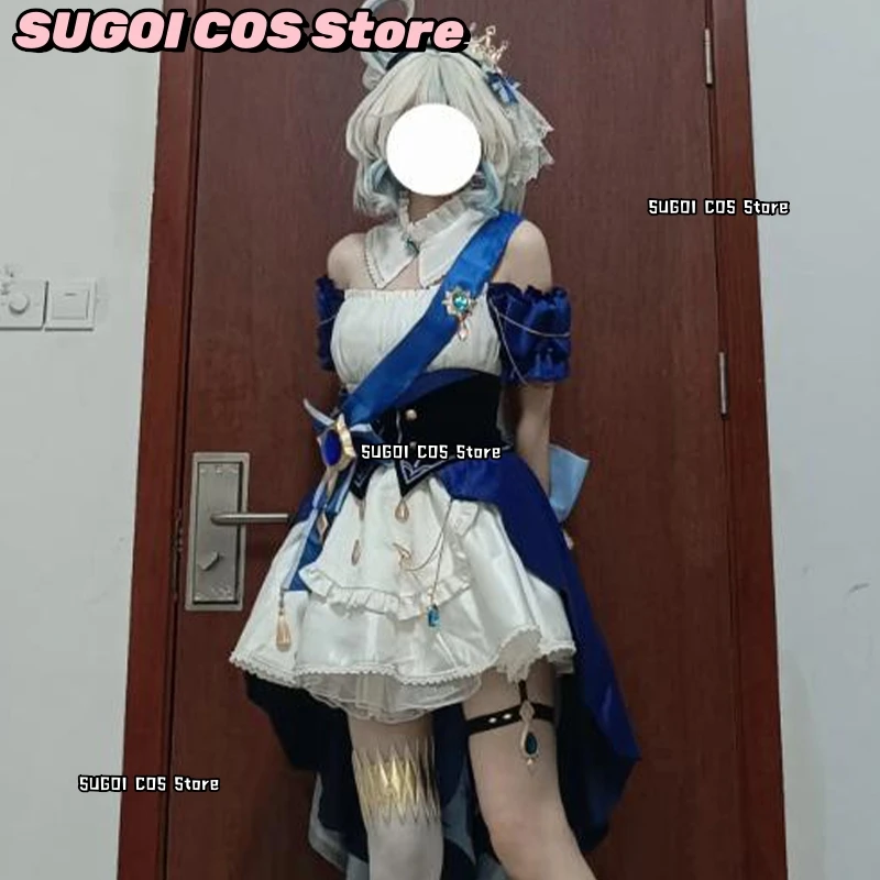 Disfraz de Cosplay de Anime Bidimensional de Furina de Genshin Impact, Bebida de Burbujas de Arándanos, Hecho por Fans, para Halloween y Fiestas