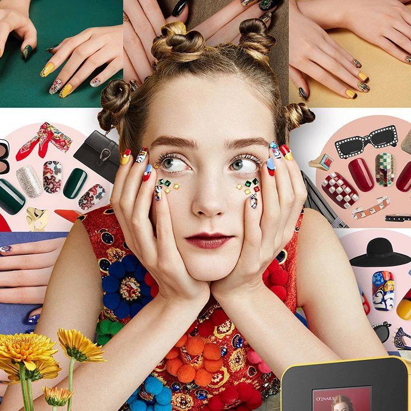 طابعة أظافر سطح المكتب X12.5 معلقة على الحائط O2nails طابعة متنقلة ثلاثية الأبعاد للأظافر أي تصميم لون وصورة مطبوعة على الأظافر