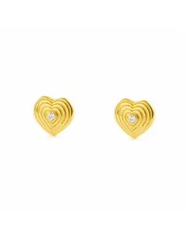 Earrings baby/girl gold 9k heart zirconia