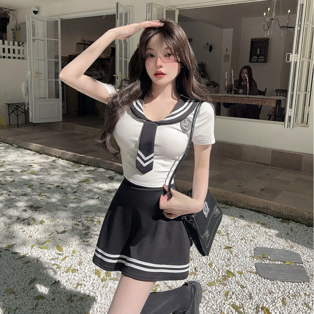 

Sexy School orm Sle ature Work orm Set Женская плиссированная юбка ort Sve V-Ne Bath Techan orm