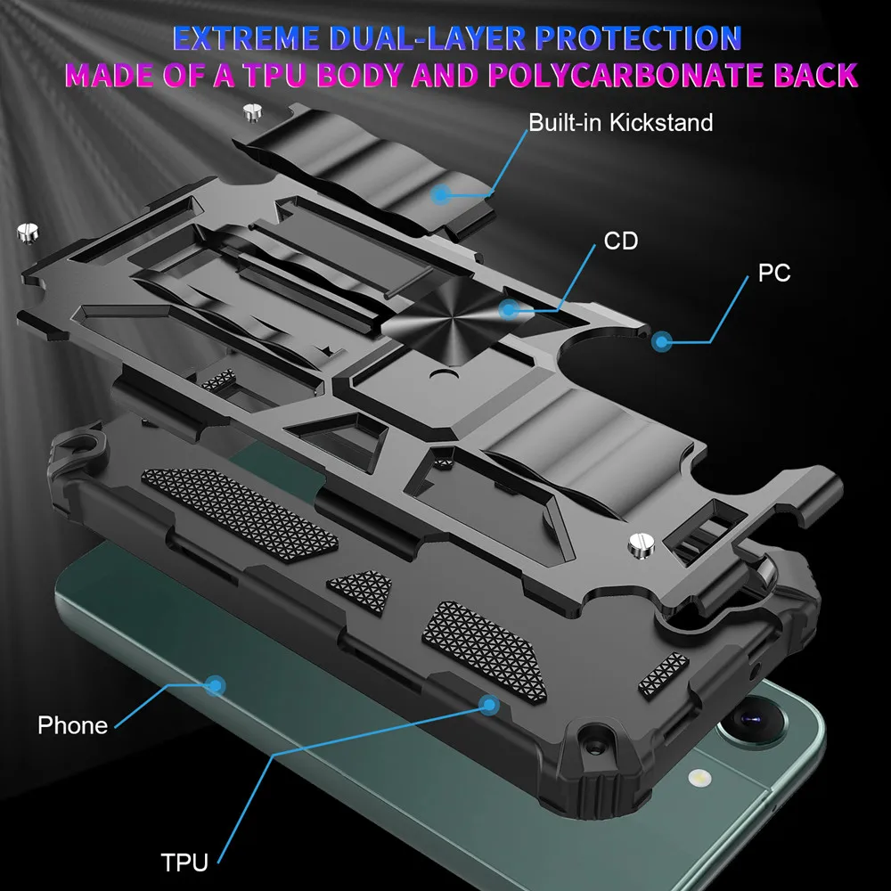 Dual Layer Protection Shockproof Case For Samsung Galaxy S24 S23 Ultra S22 Plus S21 S20 A14 A05S A15 A35 A16 Built-in Kickstand