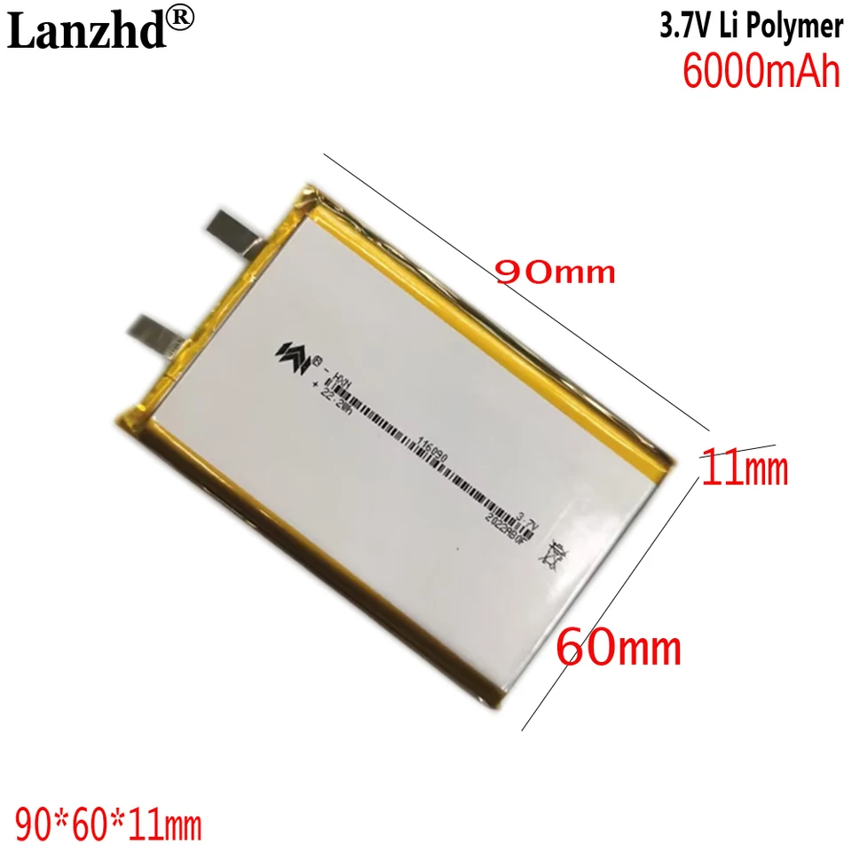 3.7V 6000mAh Li-Polymer Battery 116090 for Power Bank