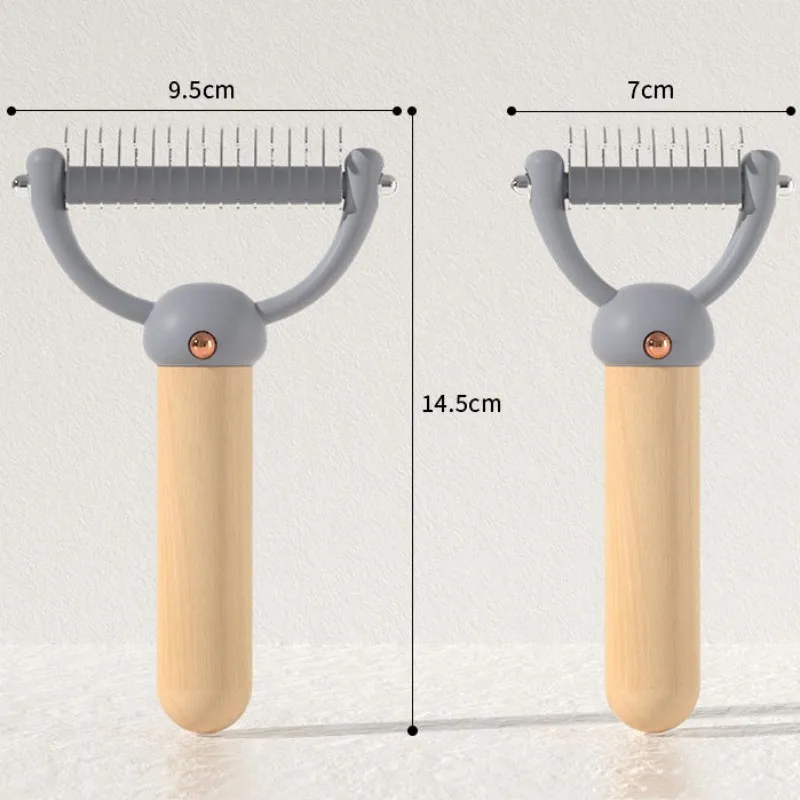 Щетка для удаления шерсти домашних животных, расческа из нержавеющей стали с деревянной ручкой, двухсторонняя, с люверсами, для собак