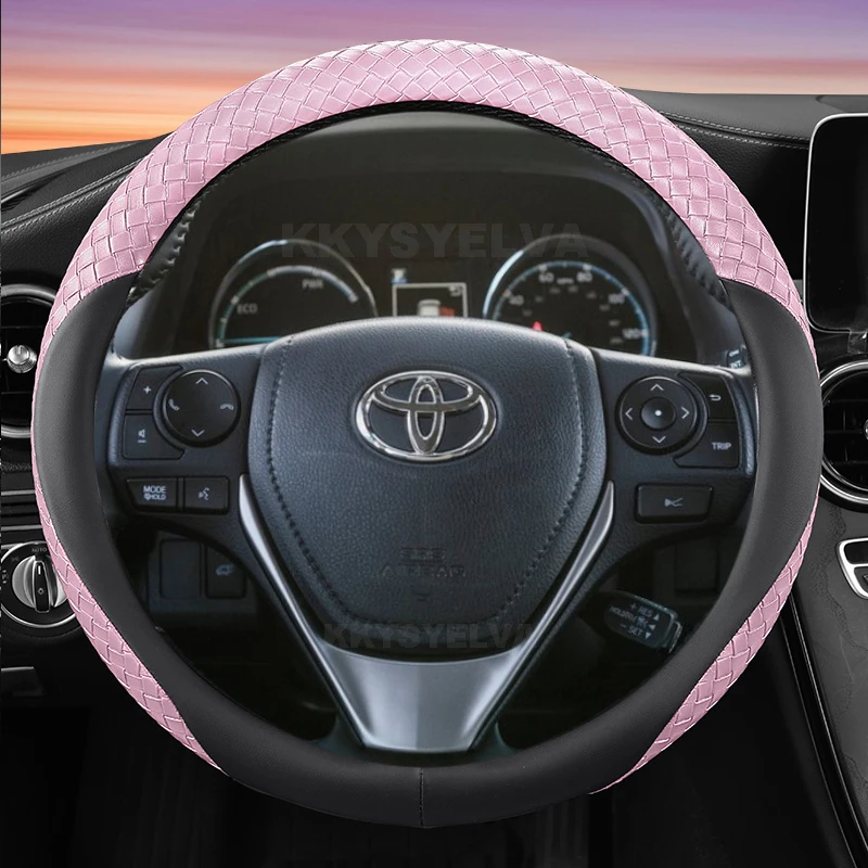 PU Leather Car Steering Wheel Cover For Toyota RAV4 2013-2019 Corolla 2013-2017 Scion iM 2016 Auris 2013-2016 Auto Accessories 6