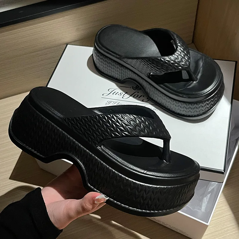 

Factory Slippers Summer, Outdoor Women, Beach Cool Thick-Soled Height Increase Flip-Flops In For Soft-Soled Indoor Non-Slip