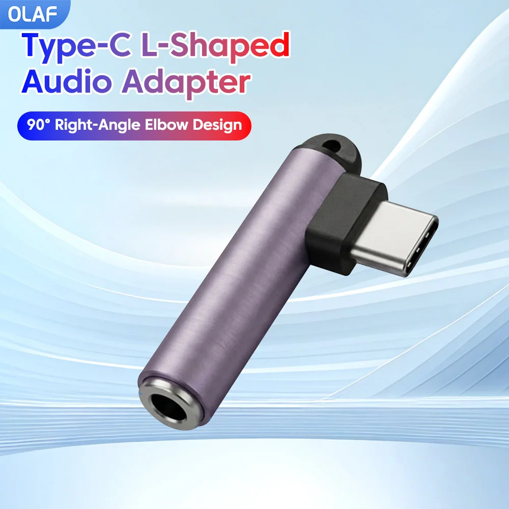 90° Elbow L Shaped Type C Audio Adapter USB C To 3.5MM Female Headphone Adapter For iPhone 15 16 17 Samung 3.5MM Jack Converter