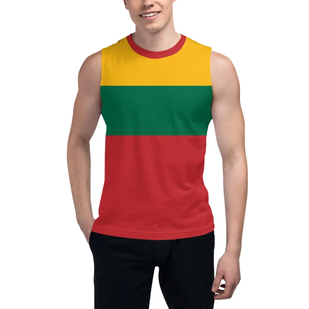 Sleeveless T-shirt Lithuania Flag 3D Men's Boys Tshirt Gyms Tank Tops Fitness Joggers Basketball Training Vest