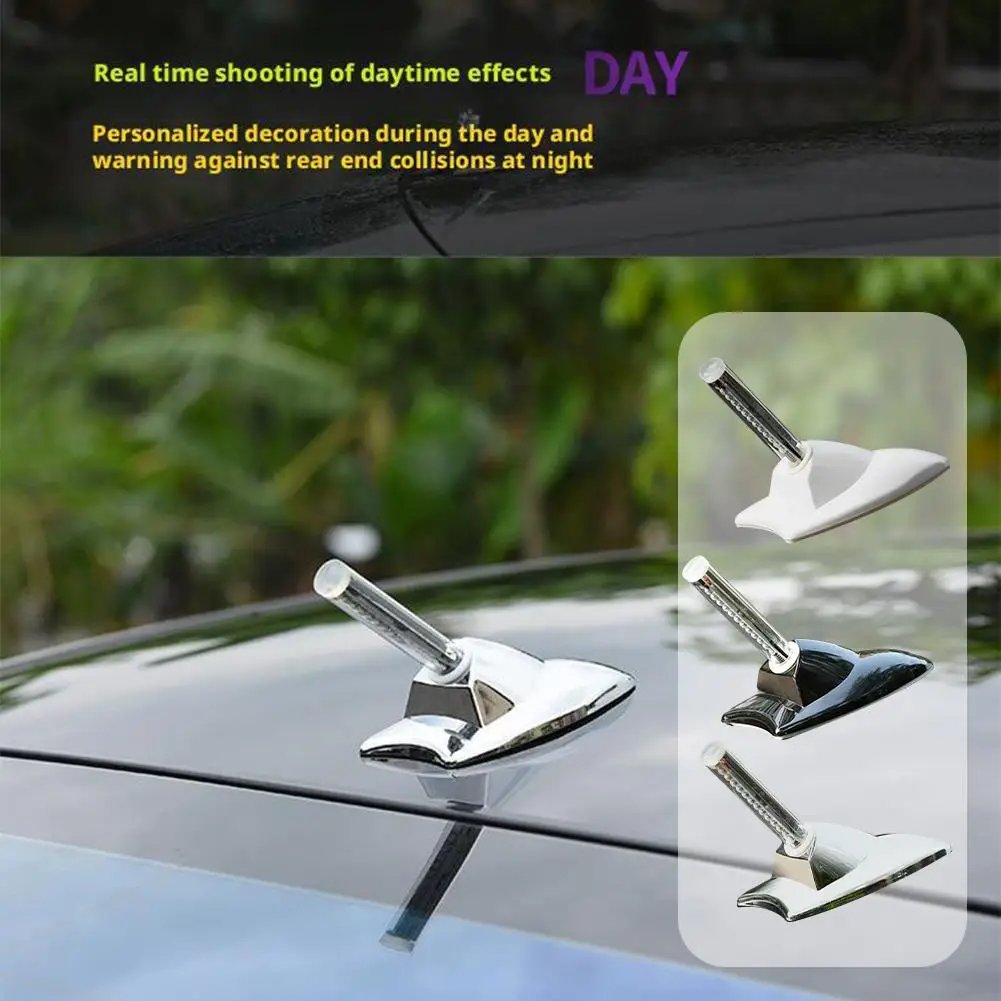 

Автомобильный солнечный плавник акулы с антенной, сигнальные огни, светодиодный сигнал, радиоаксессуары, фонари, автомобильный цветной свет D0P3