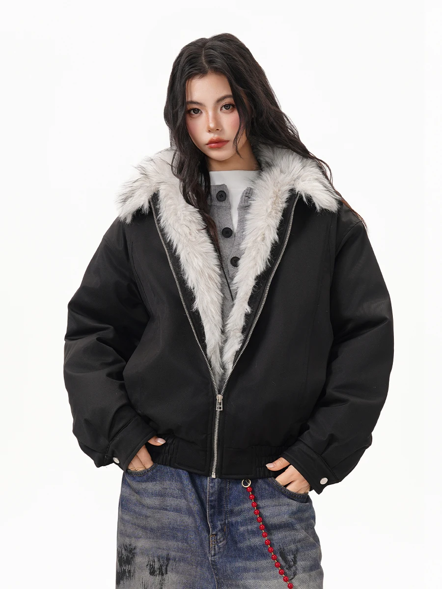 

Retro American Hooded Cotton Jaet ort Warmth Couple Outerwear Women's Sle Fce Lined Cleanfit Harlington Coat