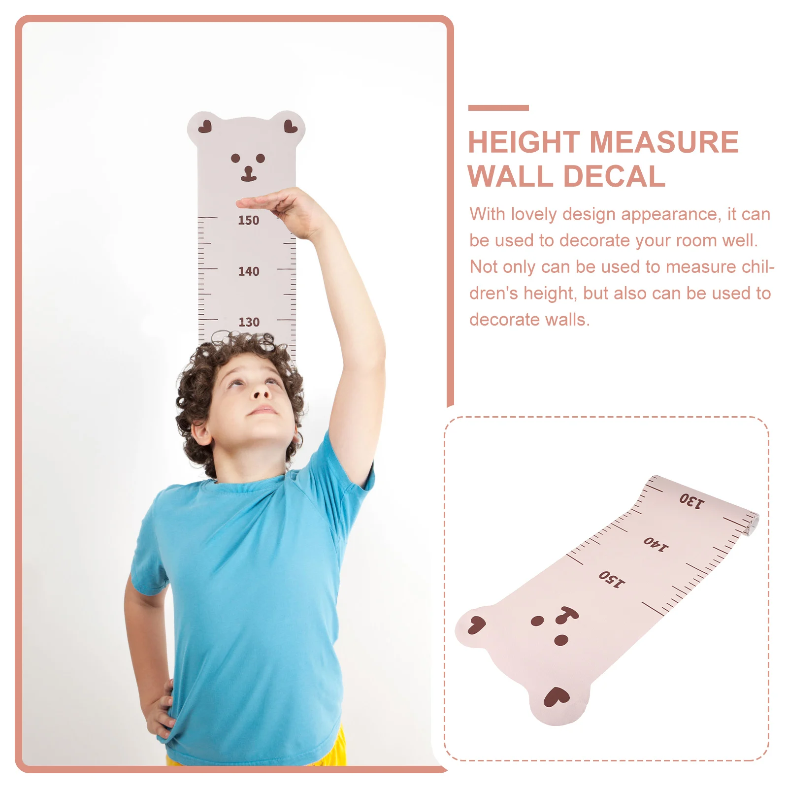ملصق حائط لقياس الارتفاع، مخطط نمو زخرفي لطيف لحضانة غرفة الأطفال، ملصق قابل للإزالة سهل الاستخدام #1