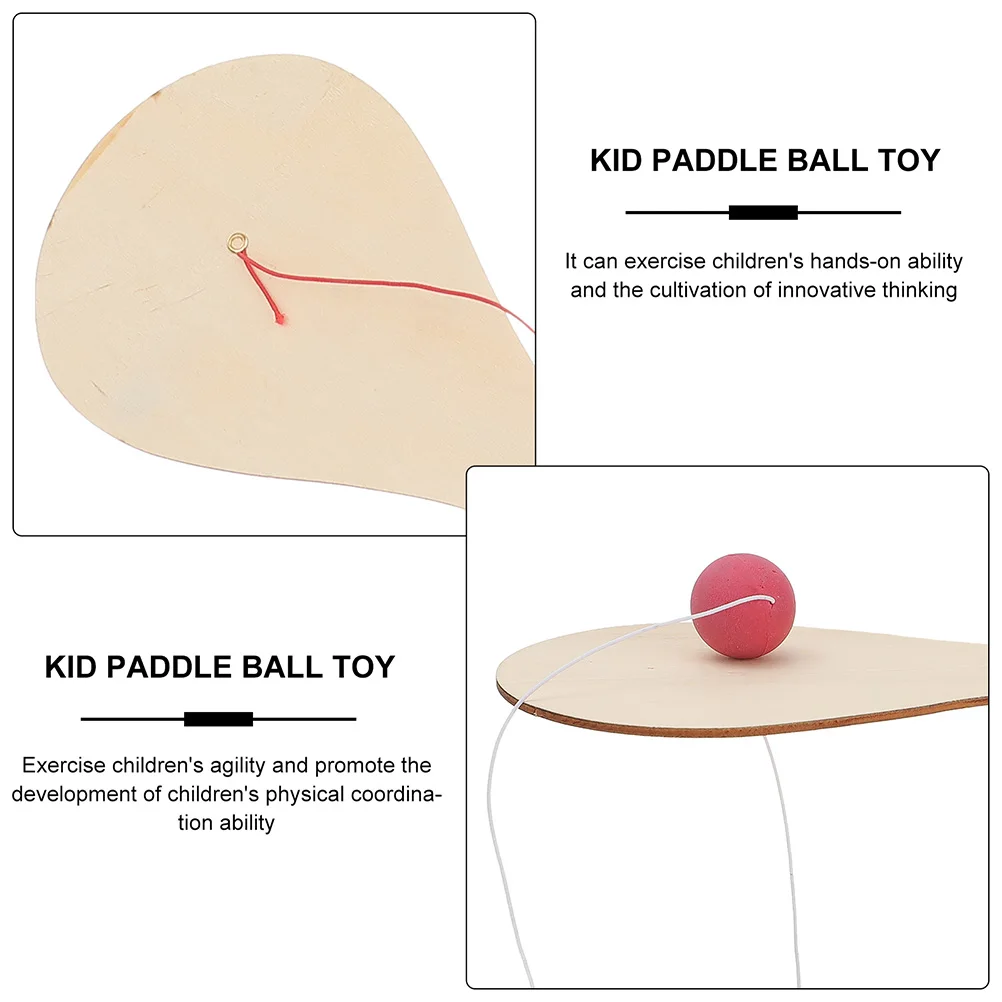 

10pcs Wooden Racket Unfinished Toy Kids Painting Paddle Ball Game Creative DIY Wood Paddle Balls Handmade Children Toys