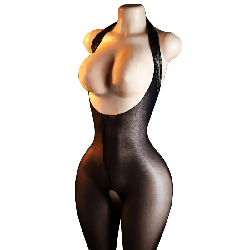 Lencería sexy con sujetador abierto, body de encaje sin entrepierna para mujer, ropa de dormir transparente para adultos
