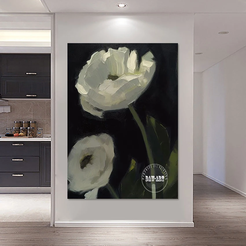 

Простое художественное полотно, настенная абстрактная картина с цветочным рисунком, без рамки, красивая картина с цветами, декор для гостиной, большой размер