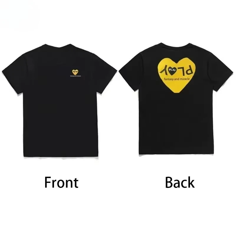 

High Quality Men's and Women's T-shirts with Heart-shaped Background Printed Cotton Short Sleeved Parent-child Clothing