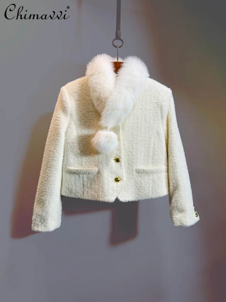 Elegancka francuska moda, socjeta, okrągły dekolt, złote guziki, jednorzędowe, proste, uniwersalne płaszcze puchowe, krótkie kurtki damskie na zimę.