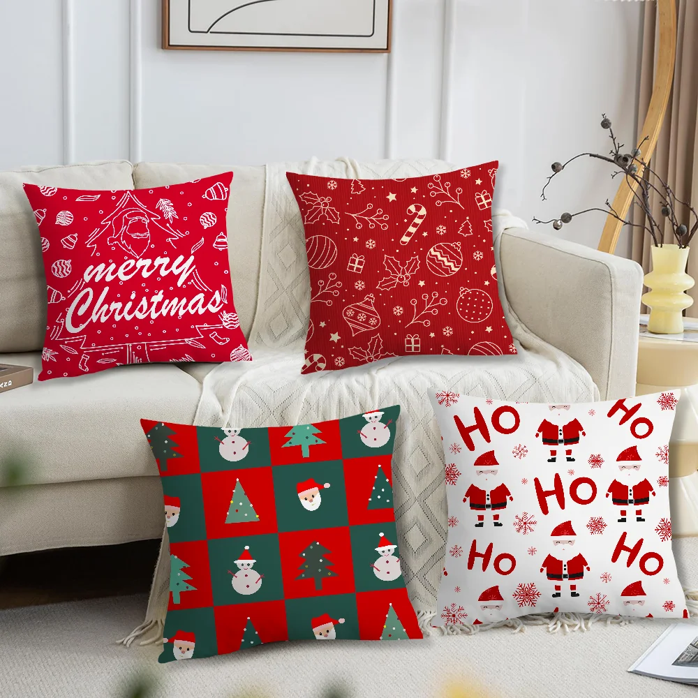 

Merry Christmas HO HO Santa Claus cushion For Bedroom Car Coffee Shop Room Soft and Living Room Sofa Decorative Pillow Cover Cas