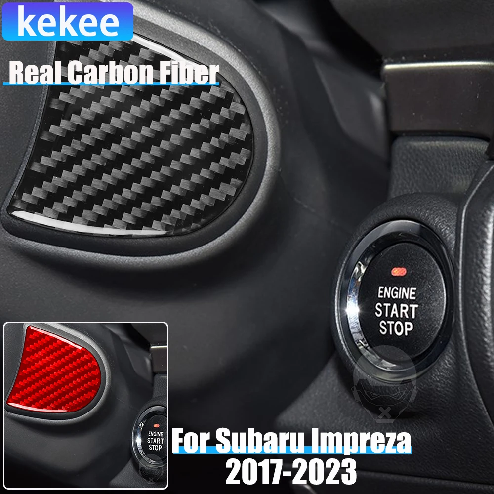 

Real Carbon Fiber Car Accessories Engine Start Panel Cover Soft Sticker For Subaru Impreza 2017-2023 Crosstrek 2018-2023