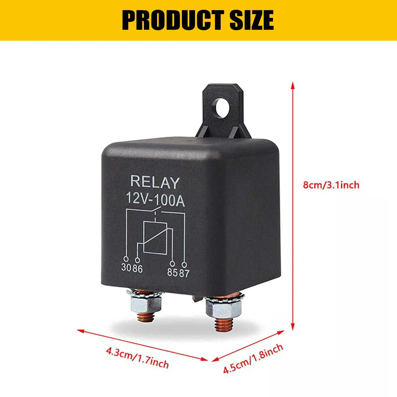 12V 100 Amp Heavy Duty Split Charge Winch Relay 4 Terminal High Current Load Duty Starter For Automotive Car Truck RV Camper SUV