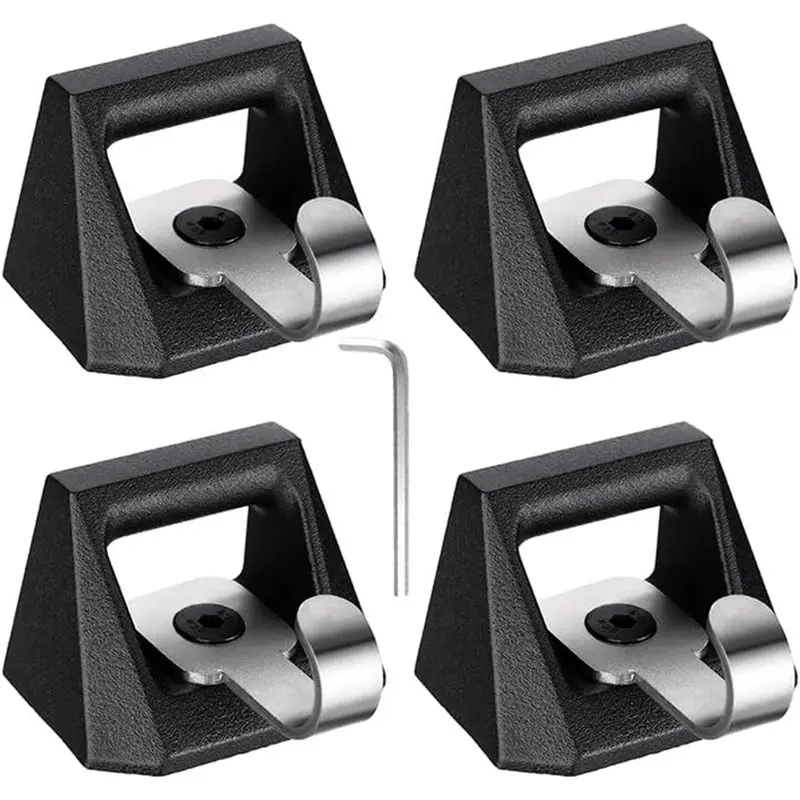 Ganchos Clásicos de 4 Piezas de Acero Resistente para Rieles de Caja de Camioneta Tesla Cybertruck 2024+ y Accesorios para Remolques Cerrados