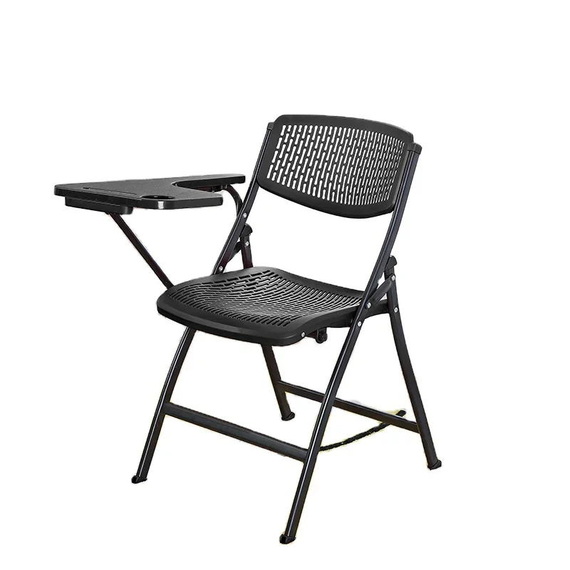 Garden outdoor stackable black metal frame leather flat soft backrest hotel beach folding chair for wedding party events