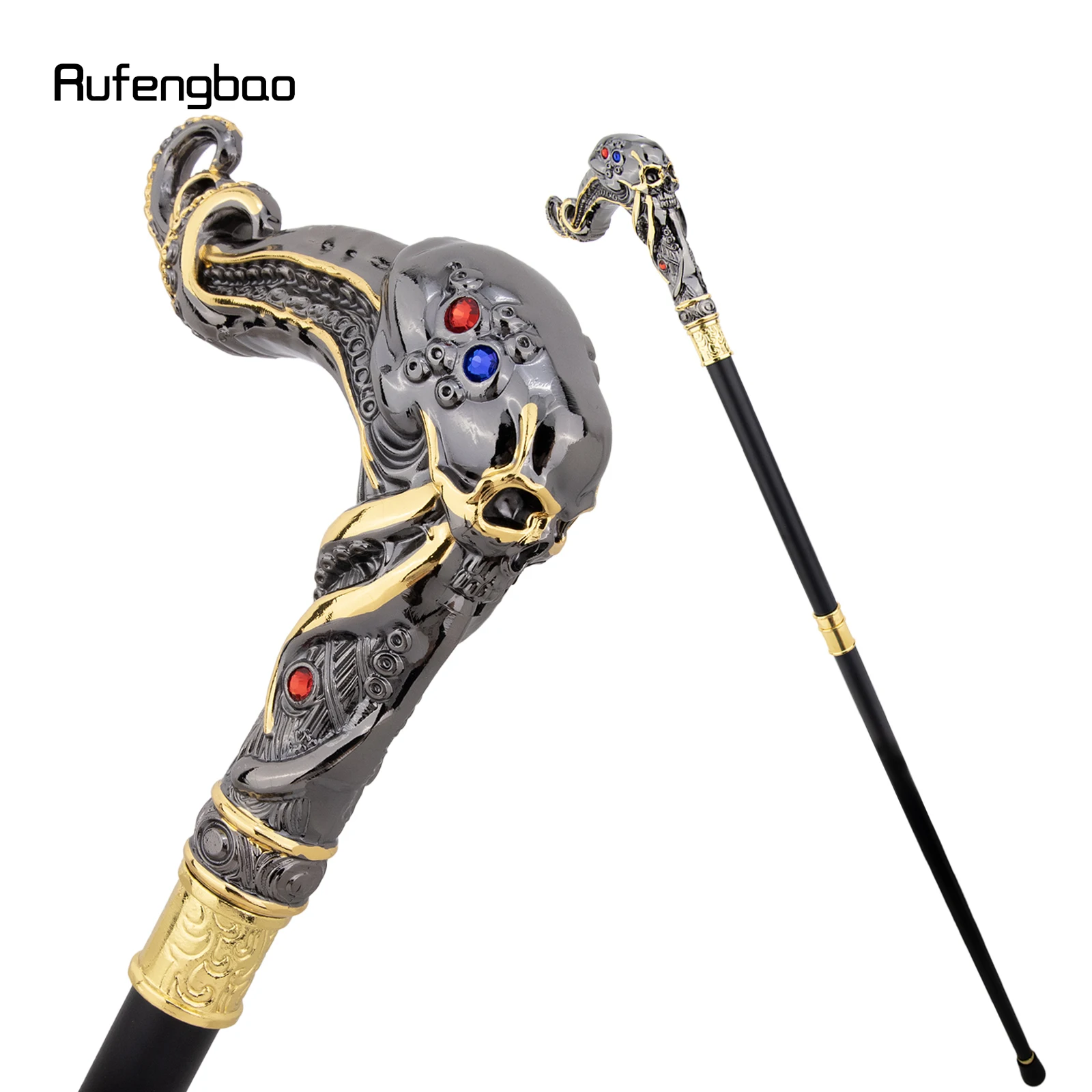 Black Yellow Skull Fish Squid Walking Cane Diamond Cane Decorative Stick Decorative Cosplay and Parties for Cosplay & Party 94cm view 3
