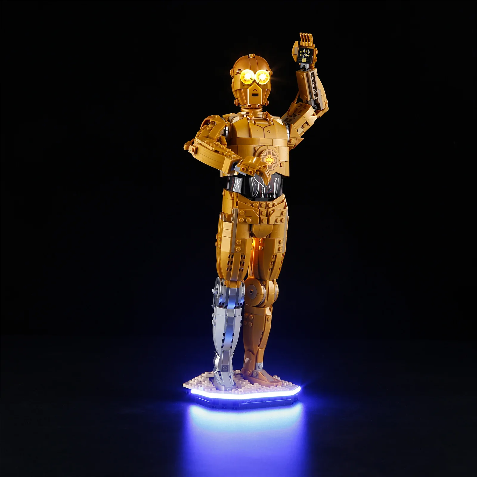 (Only LED Light No Bricks) 75398 C-3PO Star Robot Statuette Ideas (Not Include Building Blocks Bricks Kits Sets Model)