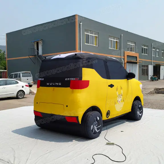 Promotional Giant Inflatable Car Model Replica Yellow Customized Interactive Advertising Inflatable Automobile
