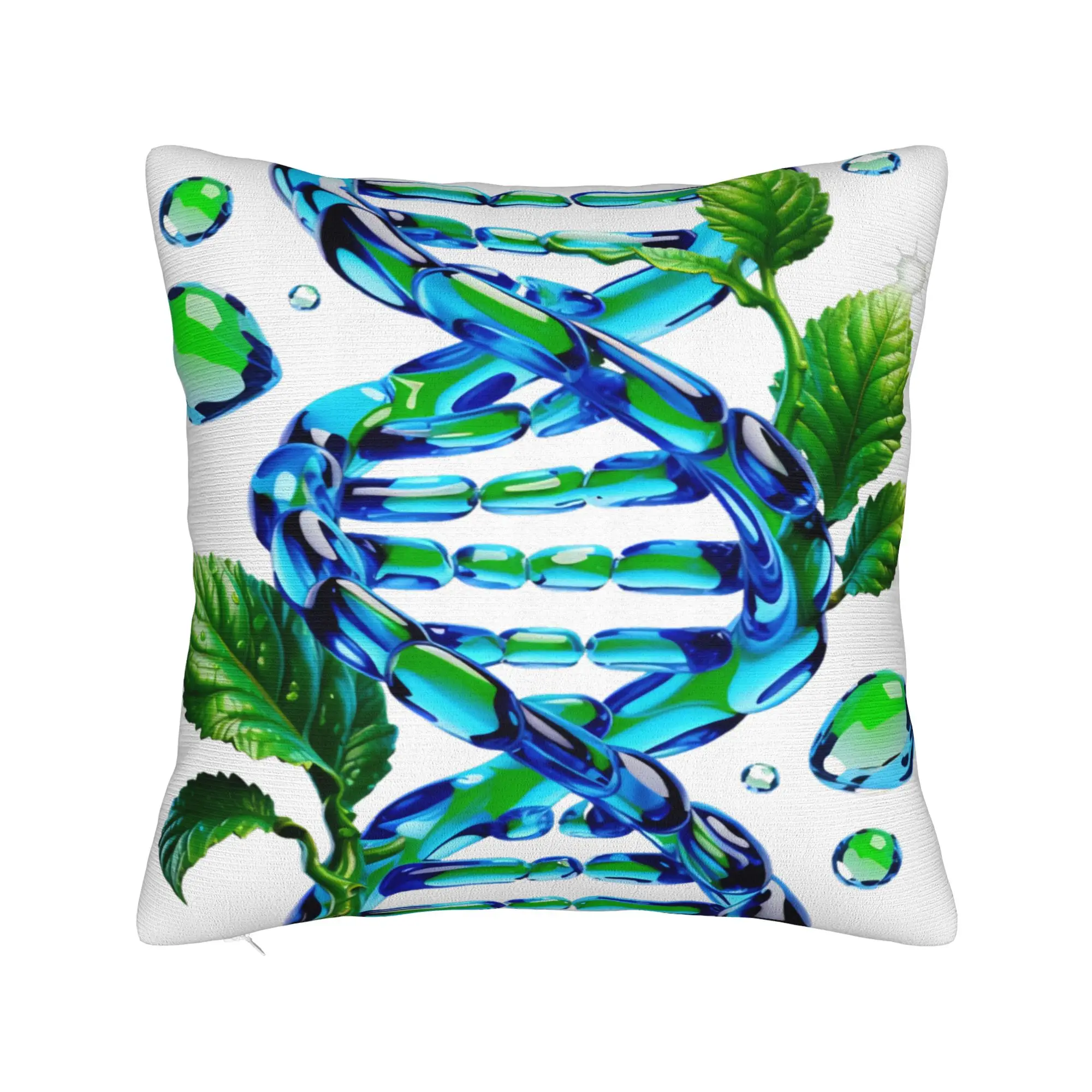 Glass DNA Nature Tech Spiral Square Pillow Cases Frutiger Aero Cushion Covers Custom Decorative Pillowcase for Sofa 45*45cm