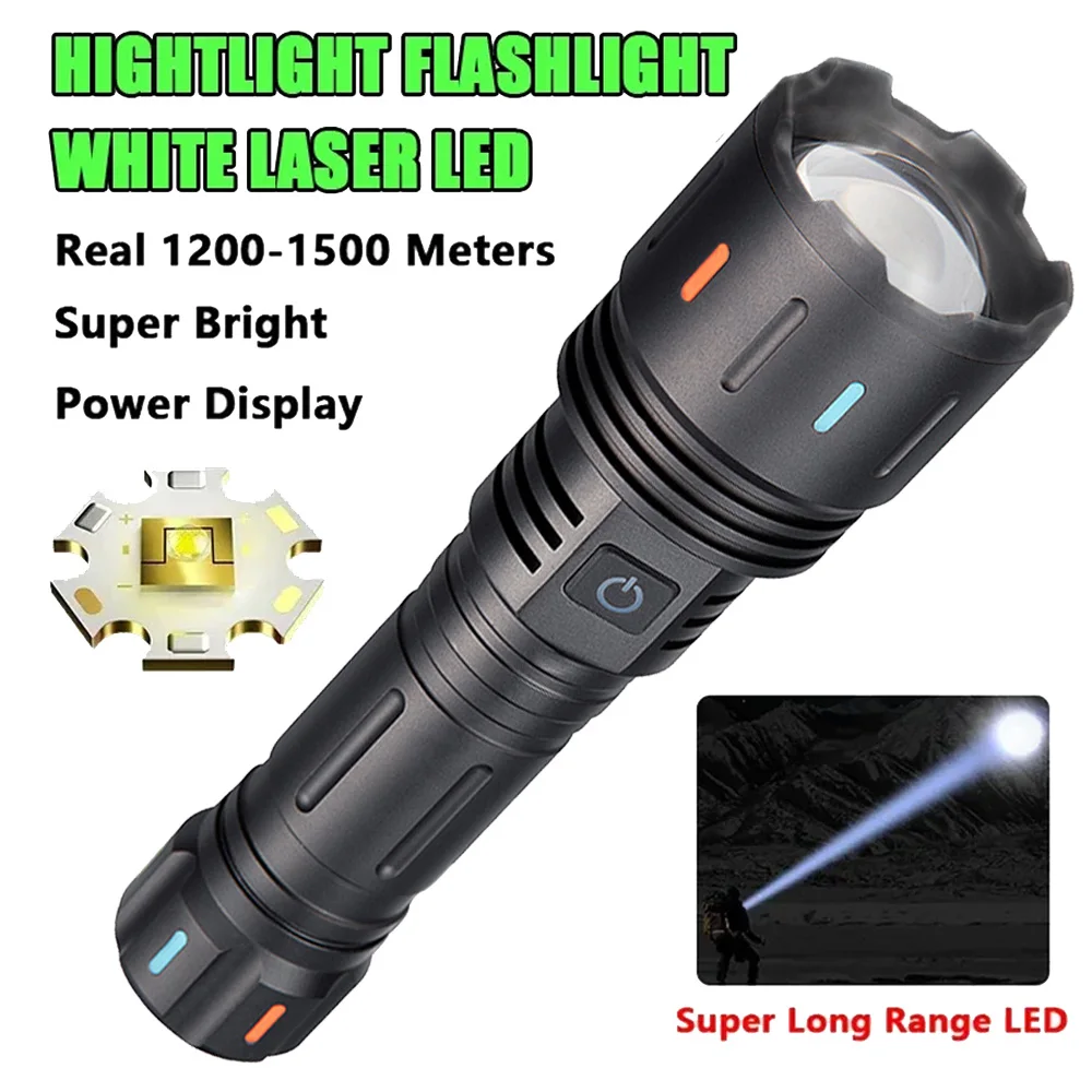 

High Power 500W LED Flashlight Type-C USB Rechargeable Tactical Torch 2500M Long Range Ultra Powerful Flashlight Camping Lantern