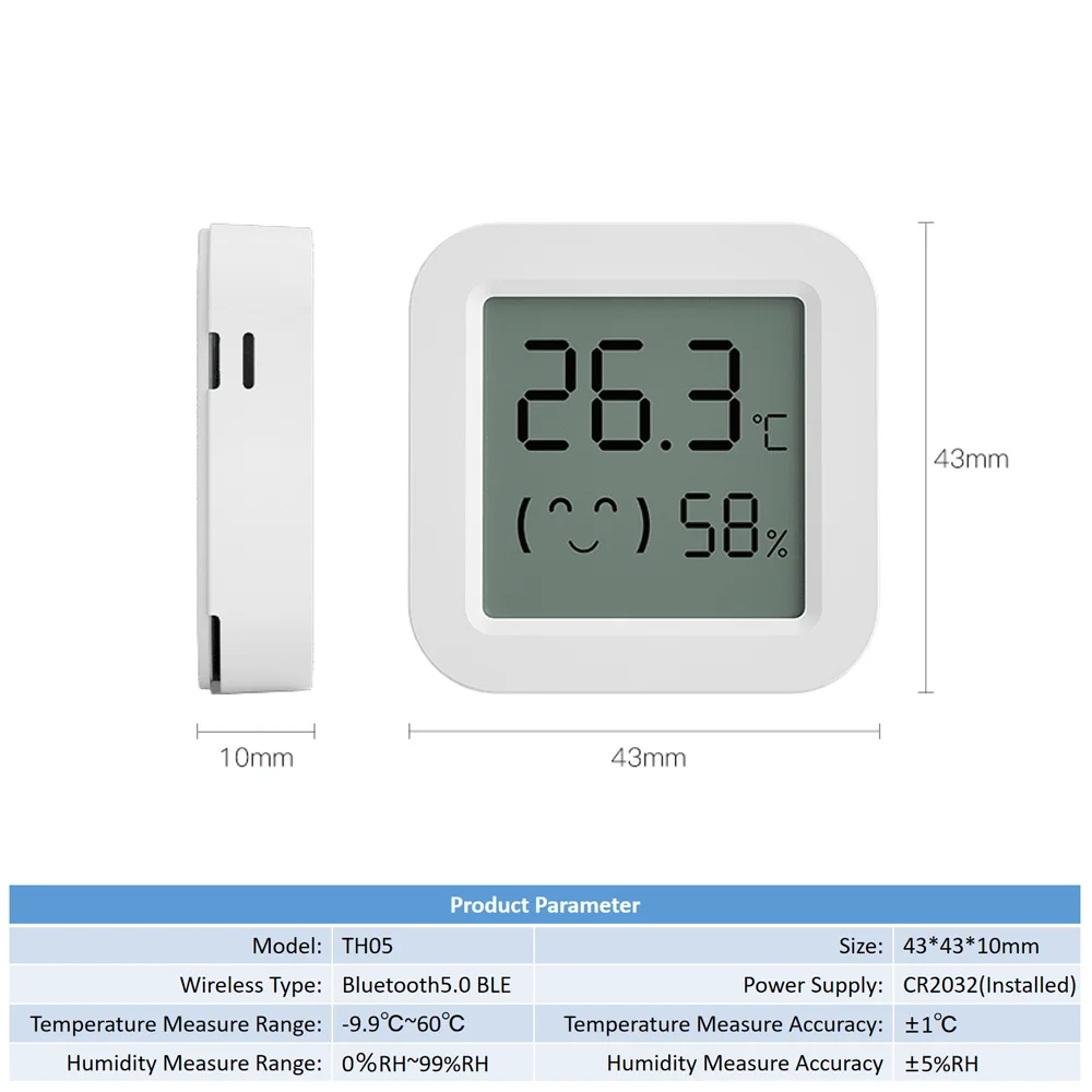 Kompatybilny z Bluetooth termometr higrometr wewnętrzny inteligentny czujnik temperatury i wilgotności elektryczny LCD cyfrowy współpracuje z Tuya