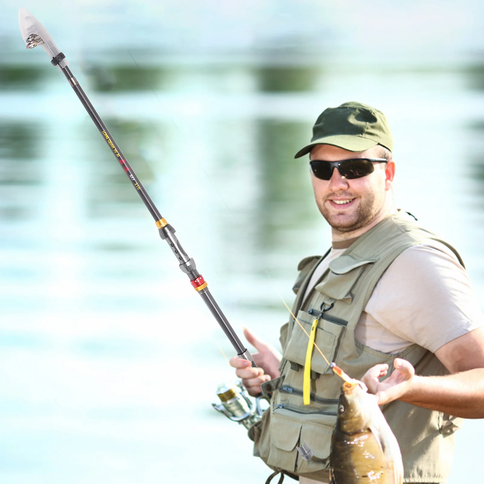 

2.1m Retractable Fishing Rod Premium Portable Telescopic Design Eva Handle Strong Tension Capacity for Outdoor Angling