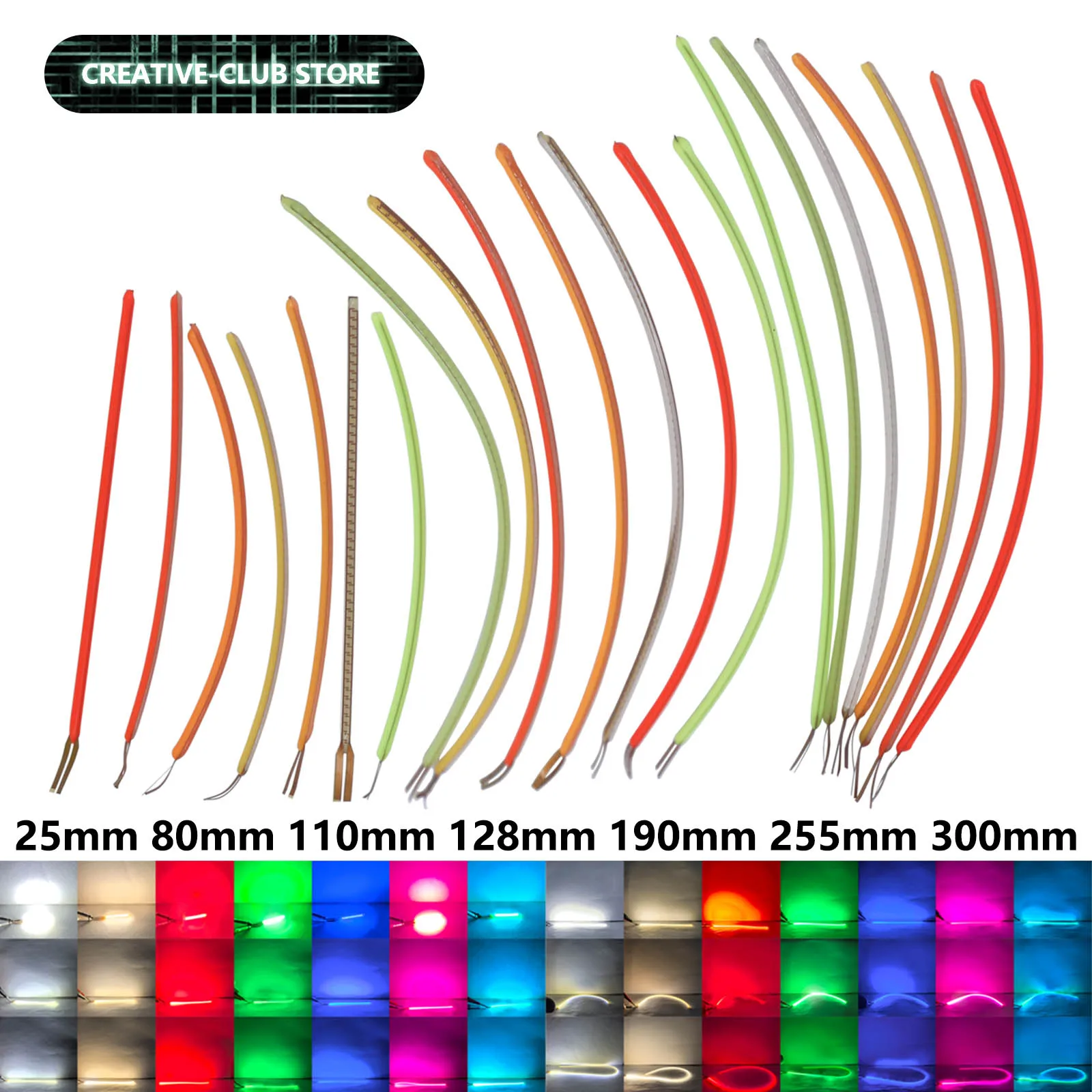 2pcs Free Cut LED Flexible Filament DC3V 25 80 110 128 190 300mm Soft Silament Edison Bulb Lamp Parts Diode Flexible Lighting