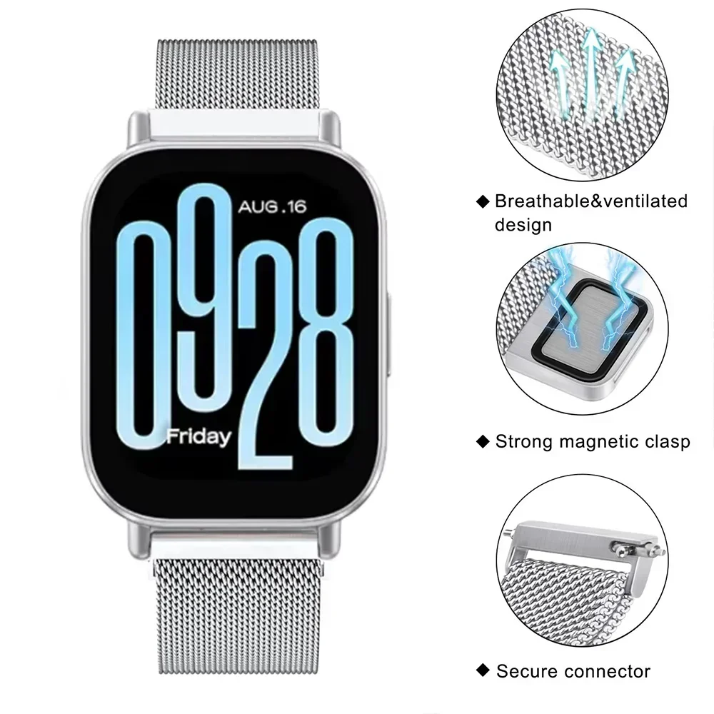 حزام ميلانيزي 22 ملم لساعة Xiaomi Redmi 5 Active Metal Solo Loop سوار فولاذي غير قابل للصدأ Redmi Watch 5 Lite سوار معصم مغناطيسي