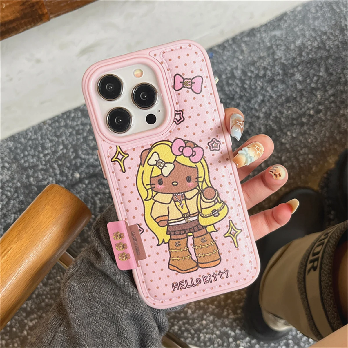 

Fashion Polka Dot Girl Leather Phone Case For iPhone 16 Pro 17 14 15 Pro Max Back Cover Shockproof Cute Cartoon Cases