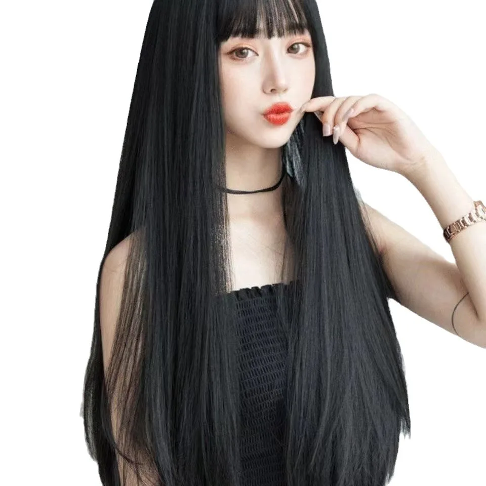 26-Inch Long Straight Synthetic Cosplay Wig Set