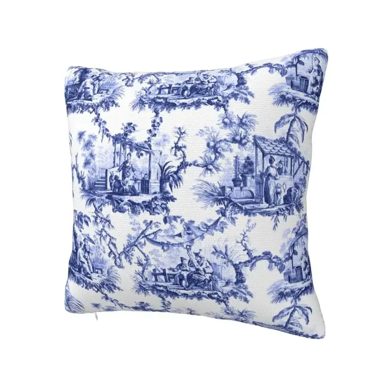 Blue White Delft  Printed Cushion Covers Zipper Modern Sofa Living RoomPillowcase Square Bedroom Chair  Pillow Covers Home Decor