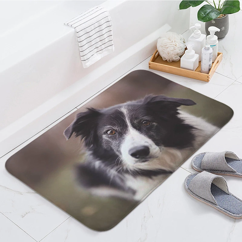 Border Collie Dog Bathroom Foot Mat Non-slip Kitchen Hallway Balcony Room Floor Carpet Custom Doormat Entrance Door Bedroom Rug