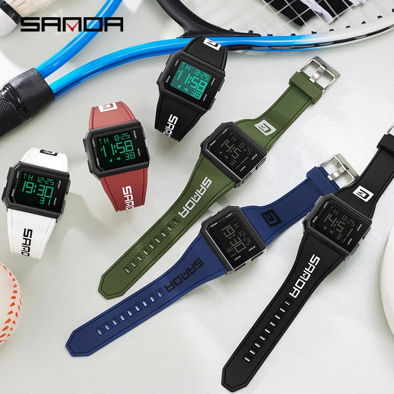 SANDA Top Brand Men\'s Digital Watches Chronograph Sport Electronic Bracelet 50M Waterproof Men Wristwatch Alarm Clock Man Watch